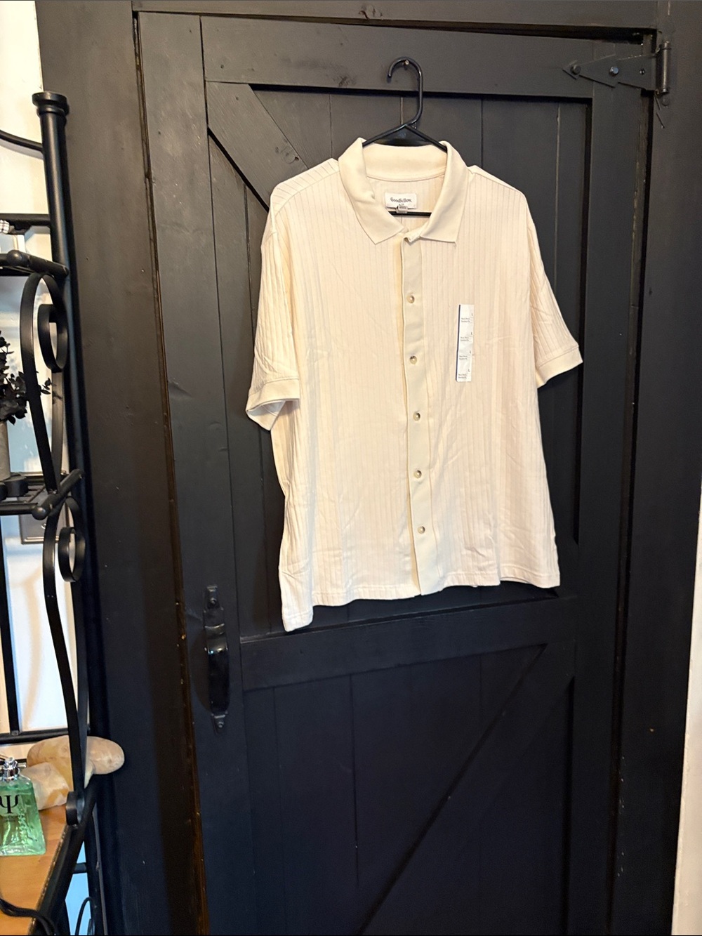Goodfellow & Co Cream Short-Sleeve Button-Down Camp Shirt